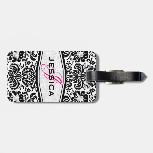 白黒フローラダマスモノグラーム ラゲッジタグ (裏面横)