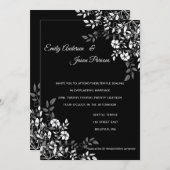 白黒フローラテンプル結婚式招待状 招待状 (正面/裏面)
