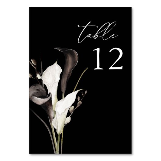 白黒フローラテーブル番号 – 黒 テーブルナンバー (正面)