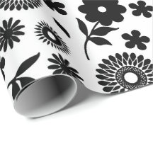 白黒フローラデイジーのシームレスなパターン