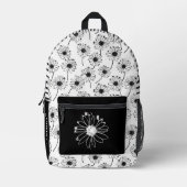 白黒フローラデイジー女子校 プリントバックパック (正面)