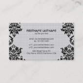 白黒フローラデザインテンプレート 名刺 (裏面)