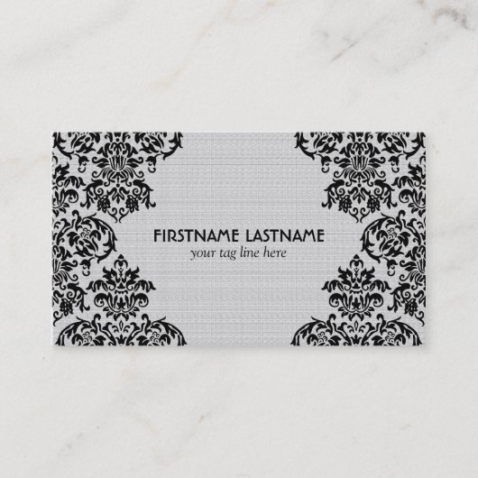 白黒フローラデザインテンプレート 名刺 (正面)