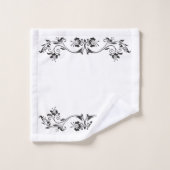 白黒フローラデザイン バスタオルセット (ウォッシュタオル)