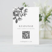 白黒フローラトイル結婚のQRコード 出欠カード (スタンド正面)