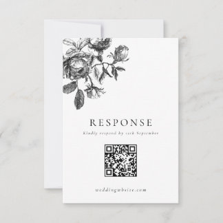 白黒フローラトイル結婚のQRコード 出欠カード