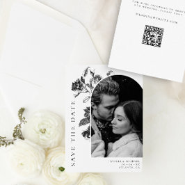 白黒フローラトイレアーチフォト結婚ズ セーブザデート