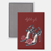 白黒フローラハイヒール マグネット (正面/裏面)