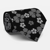 白黒フローラハワイアンネクタイ男性 ネクタイ (ロール)