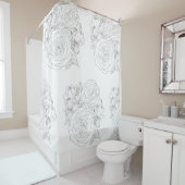 白黒フローラバスコレクション シャワーカーテン (インサイチュ)
