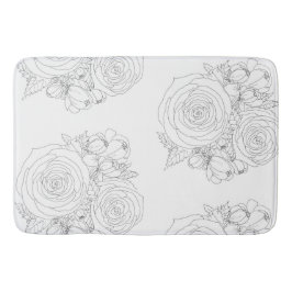 白黒フローラバスコレクション バスマット