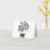 白黒フローラバニーのラブカード カード (黄色い花)