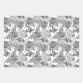 白黒フローラバララップ紙セット3 ラッピングペーパーシート (正面3)