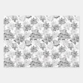 白黒フローラバララップ紙セット3 ラッピングペーパーシート (正面2)