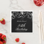 白黒フローラバースデーパーティーペーパーナプキン スタンダードカクテルナプキン (インサイチュ)