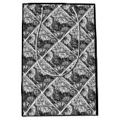 白黒フローラパターン（の模様が）あるスケッチ ミディアムペーパーバッグ (正面)