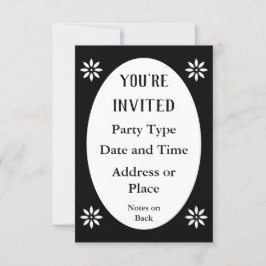 白黒フローラビクトリアン楕円 招待状