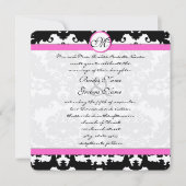 白黒フローラピンクトリムダマスクウェディング 招待状 (正面)