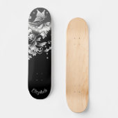 白黒フローラファンタジー蝶あなたの名前 スケートボード (正面)