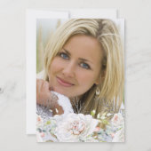 白黒フローラフォト誕生日パーティー 招待状 (裏面)