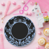 白黒フローラフォーマルの結婚紙プレート ペーパープレート (パーティー)