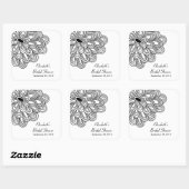 白黒フローラフラワーズブライダルシャワーのお願い スクエアシール (シート)