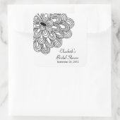 白黒フローラフラワーズブライダルシャワーのお願い スクエアシール (バッグ)