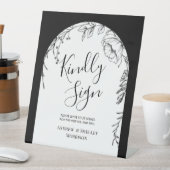 白黒フローラフレンドリーサイン結婚ズゲストブック 台座サイン (インサイチュ)
