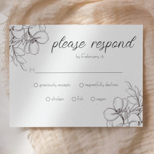 白黒フローラフレームラインアートエンクロージャカード エンクロージャーカード