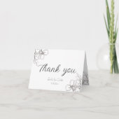 白黒フローラフレームラインアート サンキューカード (正面)