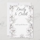 白黒フローラフレームラインアー結婚ツ 招待状 (裏面)