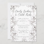 白黒フローラフレームラインアー結婚ツ 招待状 (正面)