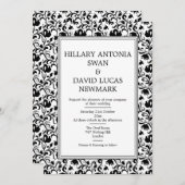 白黒フローラフレーム結婚式招待状 招待状 (正面/裏面)