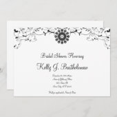 白黒フローラフロッシュブライダルシャワー 招待状 (正面/裏面)