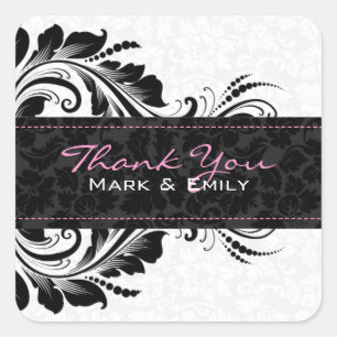 白黒フローラフローラオーナメント スクエアシール