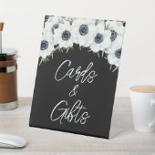 白黒フローラブライダルシャワーカードとギフト 台座サイン (インサイチュ)