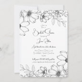 白黒フローラブライダルシャワー招待 招待状 (正面)