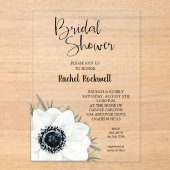 白黒フローラブライダルシャワー アクリル招待状 (正面)