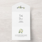 白黒フローラブライダルシャワー エレガント オールインワン招待状 (内側)