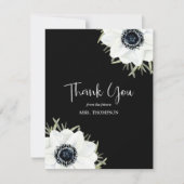 白黒フローラブライダルシャワー サンキューカード (正面)