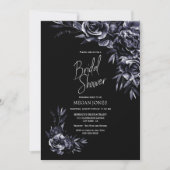 白黒フローラブライダルシャワー 招待状 (正面)