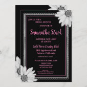 白黒フローラブライダルシャワー 招待状 (正面/裏面)