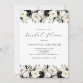 白黒フローラブライダルシャワー 招待状 (正面)