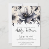 白黒フローラブライダルシャワー 招待状 (正面)