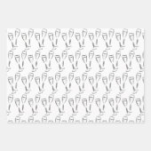 白黒フローラブライダル/ウェディングシャワー ラッピングペーパーシート (正面3)