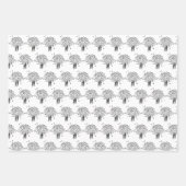 白黒フローラブライダル/ウェディングシャワー ラッピングペーパーシート (正面2)