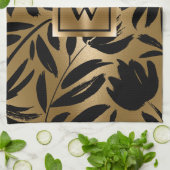 白黒フローラブラシ キッチンタオル (折り畳み)