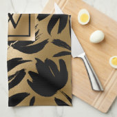 白黒フローラブラシ キッチンタオル (四つ折り)