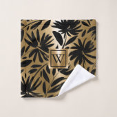 白黒フローラブラシ バスタオルセット (ウォッシュタオル)