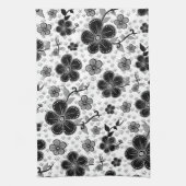 白黒フローラプリント キッチンタオル (縦)